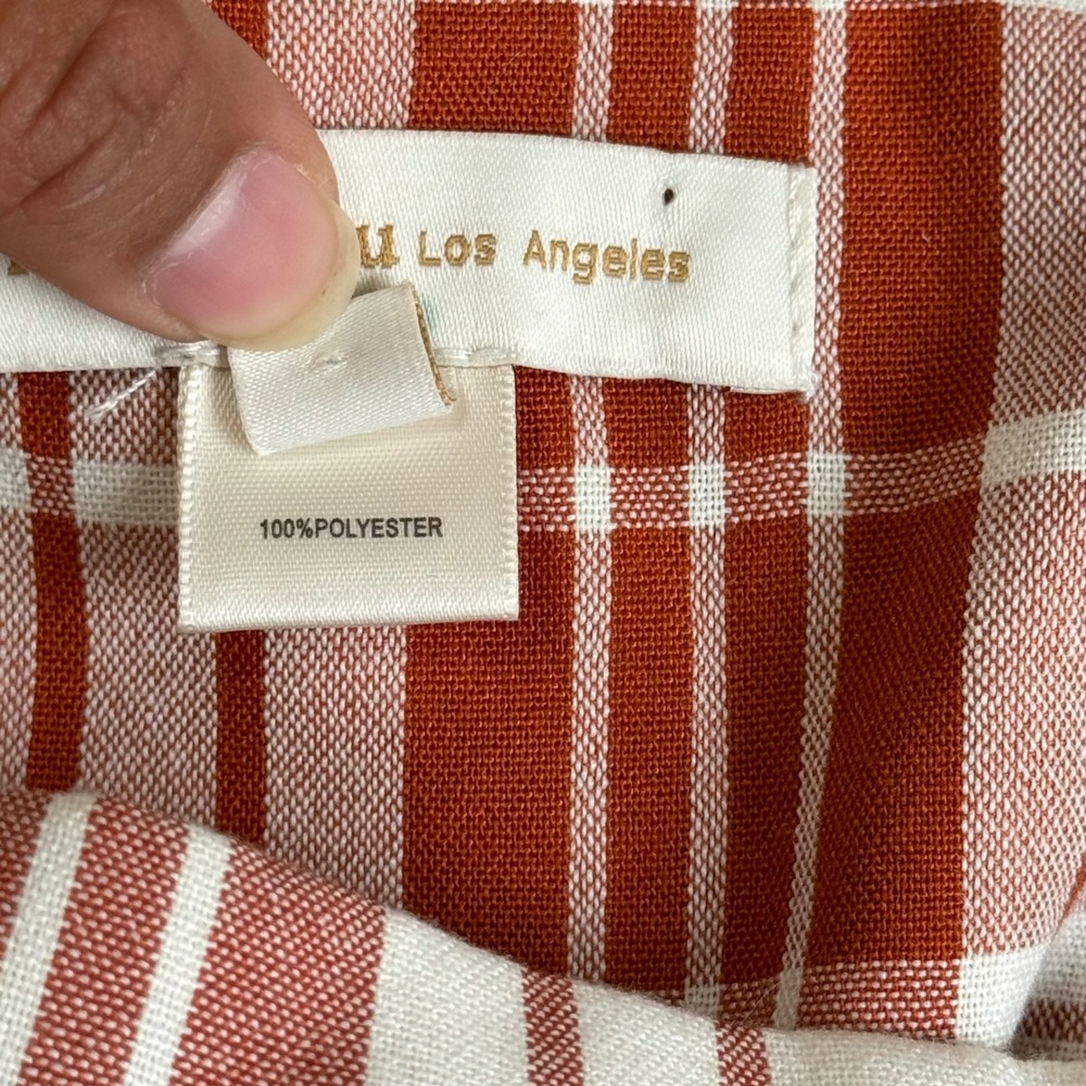 Monteau Los Angeles Plaid Babydoll Mini Dress Rust Orange Square Neck Small - Picture 3 of 9